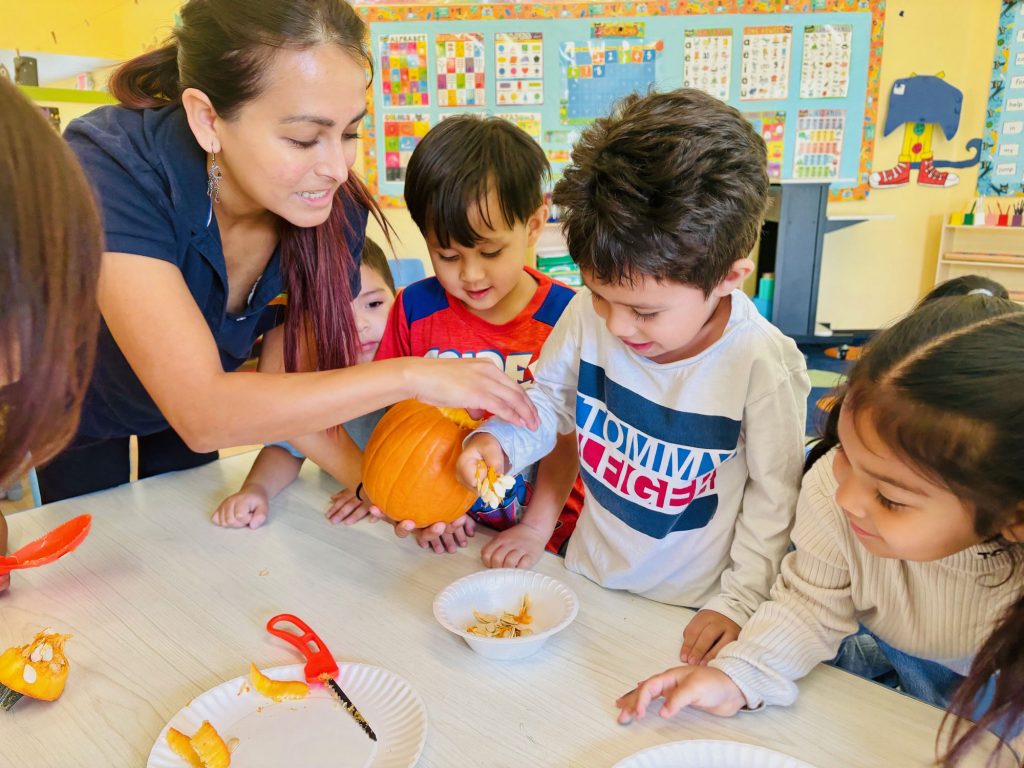 Front view of Anaheim preschool building with colorful signage.